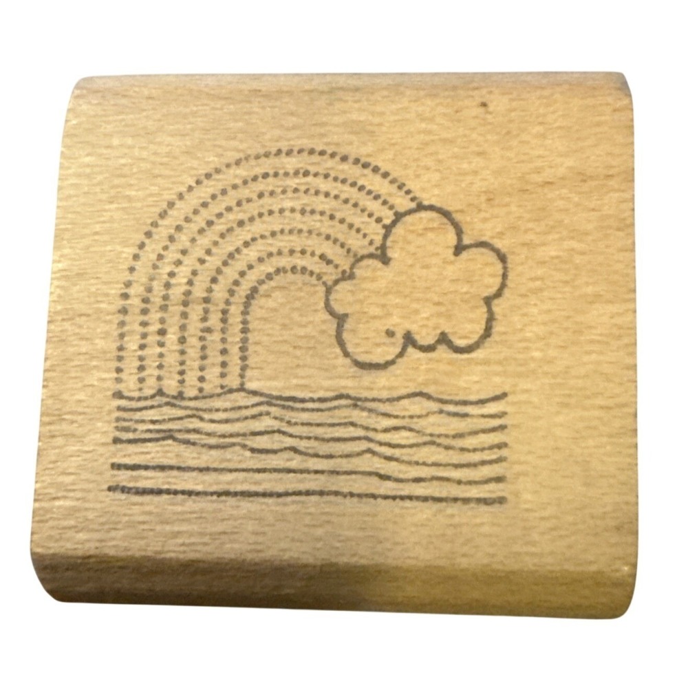 Imprints Graphic Studio Rainbow & Cloud Wood Mounted Rubber Stamp Vintage 1982